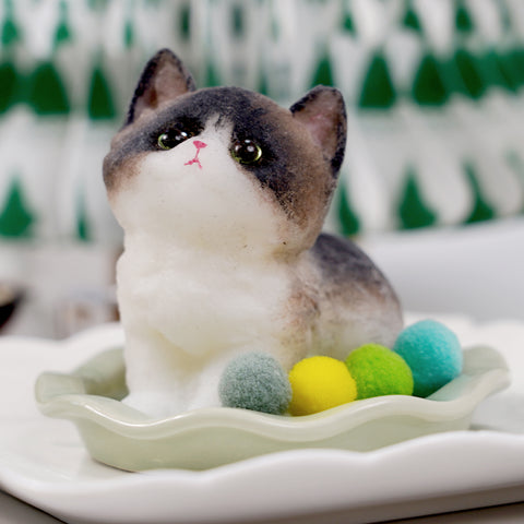 Pawtoto Handmade Flocked Cat Squishy Toy Food Grade Silicon Creamy Clay Feel Soft Quick Rebound