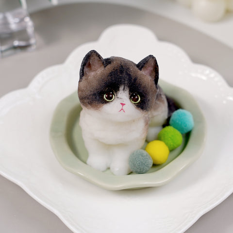 Pawtoto Handmade Flocked Cat Squishy Toy Food Grade Silicon Creamy Clay Feel Soft Quick Rebound