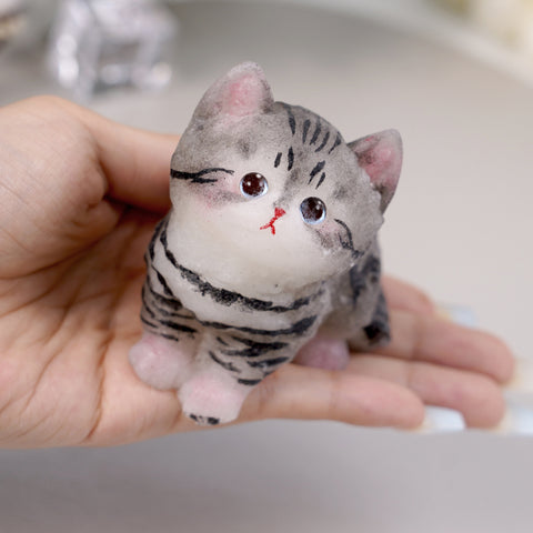 Pawtoto Handmade Flocked Cat Squishy Toy Food Grade Silicon Creamy Clay Feel Soft Quick Rebound
