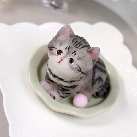 Pawtoto Handmade Flocked Cat Squishy Toy Food Grade Silicon Creamy Clay Feel Soft Quick Rebound