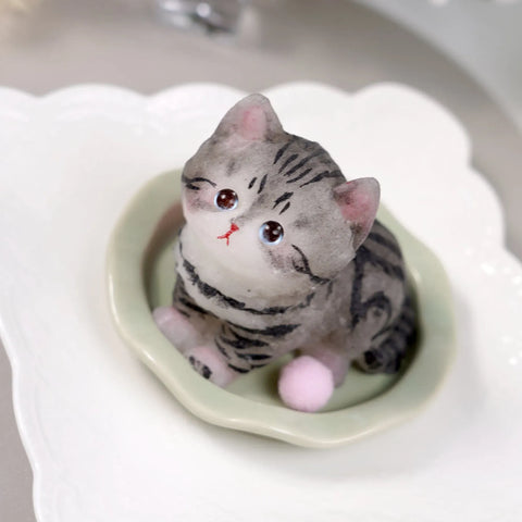 Pawtoto Handmade Flocked Cat Squishy Toy Food Grade Silicon Creamy Clay Feel Soft Quick Rebound
