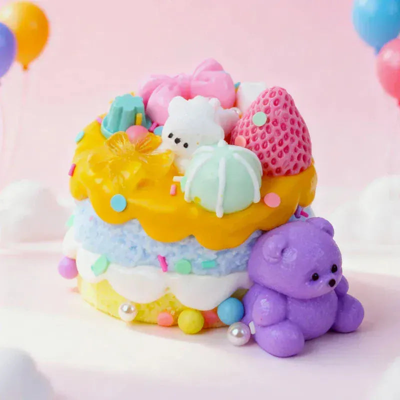 파우토토 야미 생일 케이크 시리즈 스퀴시 토이 수제 식품 등급 실리콘 크리미 클레이 느낌 부드럽고 빠른 복원력