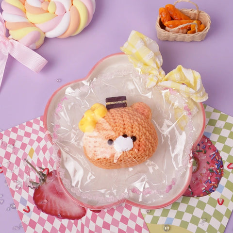 Pawtoto Knit Bread Bear Squishy Toy Handmade Food Grade Silicon Creamy Clay Feel Soft Quick Rebound