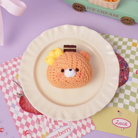 Pawtoto Knit Bread Bear Squishy Toy Handmade Food Grade Silicon Creamy Clay Feel Soft Quick Rebound