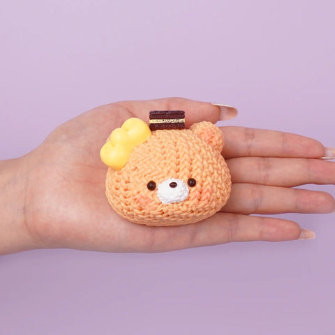 Pawtoto Knit Bread Bear Squishy Toy Handmade Food Grade Silicon Creamy Clay Feel Soft Quick Rebound