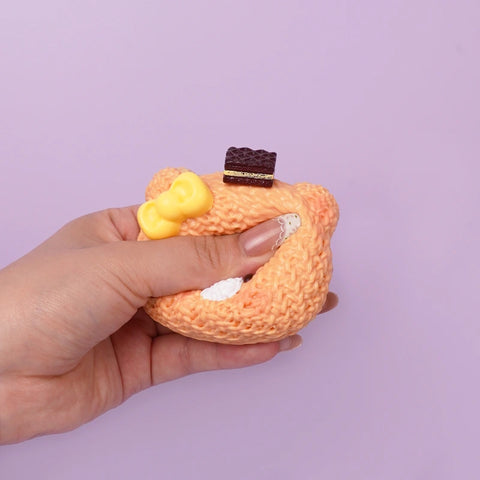 Pawtoto Knit Bread Bear Squishy Toy Handmade Food Grade Silicon Creamy Clay Feel Soft Quick Rebound