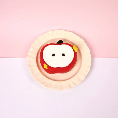Pawtoto Knitted Apple Red Squishy Toy Handmade Food Grade Silicon Clay Feel Soft Quick Rebound