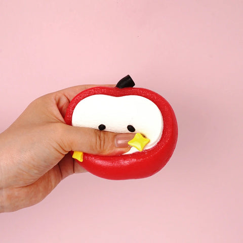 Pawtoto Knitted Apple Red Squishy Toy Handmade Food Grade Silicon Clay Feel Soft Quick Rebound