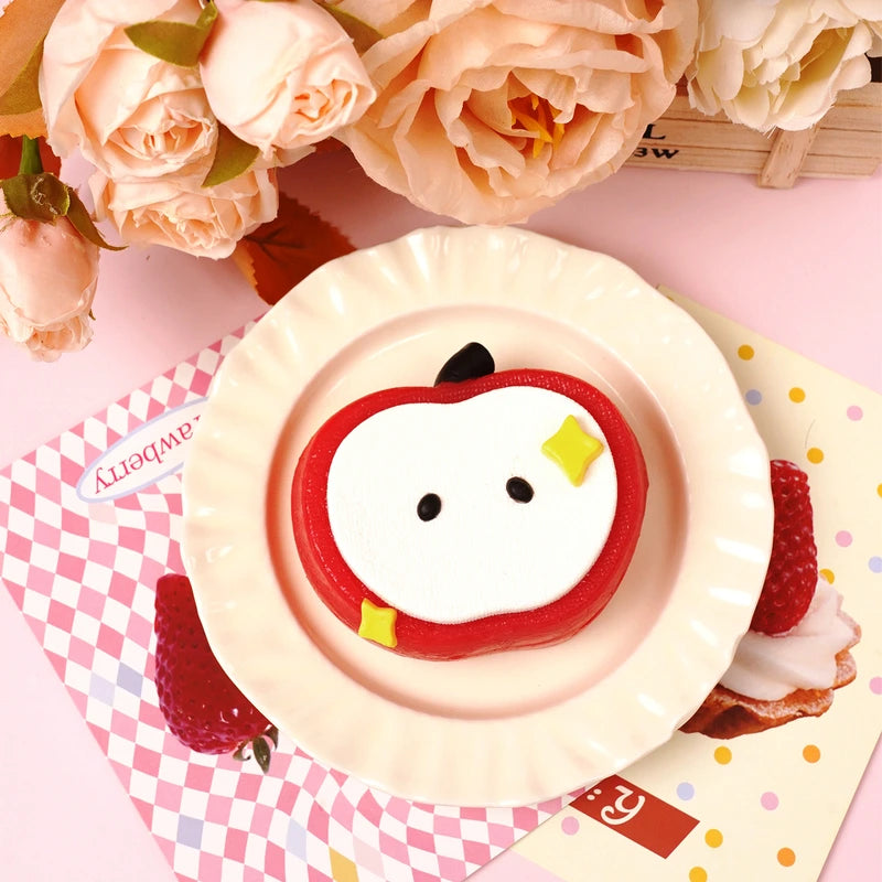 Pawtoto Knitted Apple Red Squishy Toy Handmade Food Grade Silicon Clay Feel Soft Quick Rebound