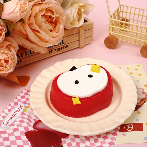 Pawtoto Knitted Apple Red Squishy Toy Handmade Food Grade Silicon Clay Feel Soft Quick Rebound