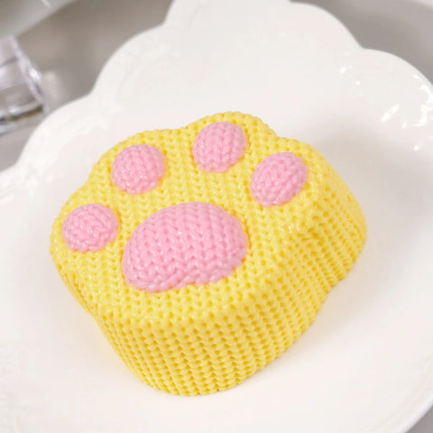 Pawtoto Knitted Cat Paw Yellow Squishy Toy Handmade Food Grade Silicon Creamy Clay Feel Soft Quick Rebound