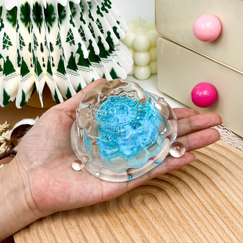 Pawtoto Glitter Cat Pudding Squishy Squishy Toy Handmade Food Grade Silicon Water Feel Medium Softness Quick Rebound
