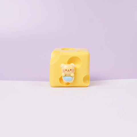 Pawtoto Little Cheese Cube Squishy Toy Handmade Food Grade Silicon Thin Creamy Clay Feel Soft Quick Rebound