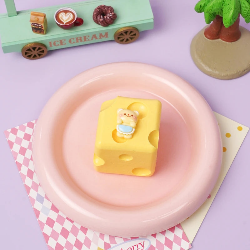 Pawtoto Little Cheese Cube Squishy Toy Handmade Food Grade Silicon Thin Creamy Clay Feel Soft Quick Rebound