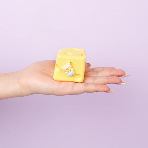 Pawtoto Little Cheese Cube Squishy Toy Handmade Food Grade Silicon Thin Creamy Clay Feel Soft Quick Rebound