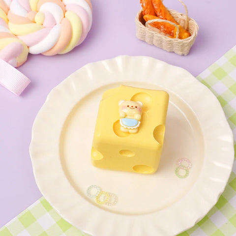 Pawtoto Little Cheese Cube Squishy Toy Handmade Food Grade Silicon Thin Creamy Clay Feel Soft Quick Rebound
