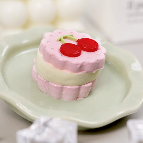 Pawtoto Mini Cherry Cookie Pink Squishy Toy Handmade Food Grade Silicone Creamy Clay Feel Soft Quick Rebound