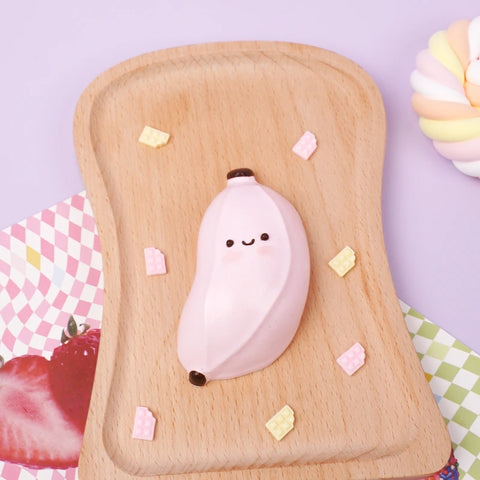 Pawtoto Little Chubby Banana Squishy Toy Handmade Food Grade Silicon Creamy Clay Feel Soft Quick Rebound