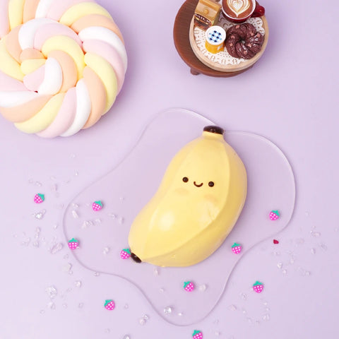 Pawtoto Little Chubby Banana Squishy Toy Handmade Food Grade Silicon Creamy Clay Feel Soft Quick Rebound