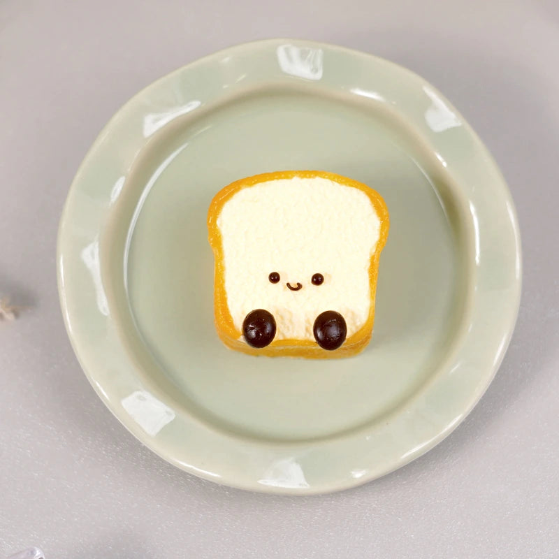 Pawtoto Mini JC Toast White Squishy Toy Handmade Food Grade Silicon Dry Clay Feel Firm Soft Quick Rebound