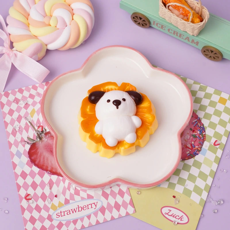 Pawtoto Mini Pineapple Puppy Yellow Squishy Toy Handmade Food Grade Silicon Creamy Clay & Dry Clay Feel Soft Quick Rebound