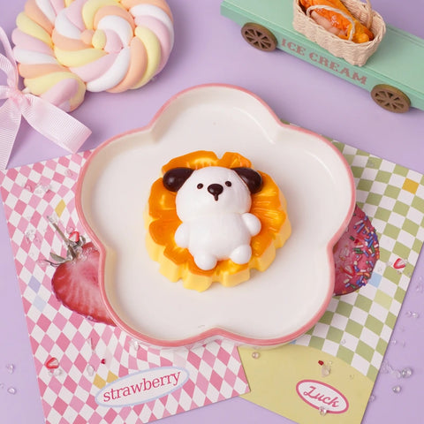 Pawtoto Mini Pineapple Puppy Yellow Squishy Toy Handmade Food Grade Silicon Creamy Clay & Dry Clay Feel Soft Quick Rebound