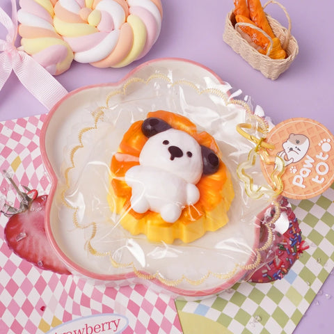 Pawtoto Mini Pineapple Puppy Yellow Squishy Toy Handmade Food Grade Silicon Creamy Clay & Dry Clay Feel Soft Quick Rebound