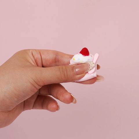 Pawtoto Mini Strawverry Muffin Cake Squishy Toy Handmade Food Grade Silicon