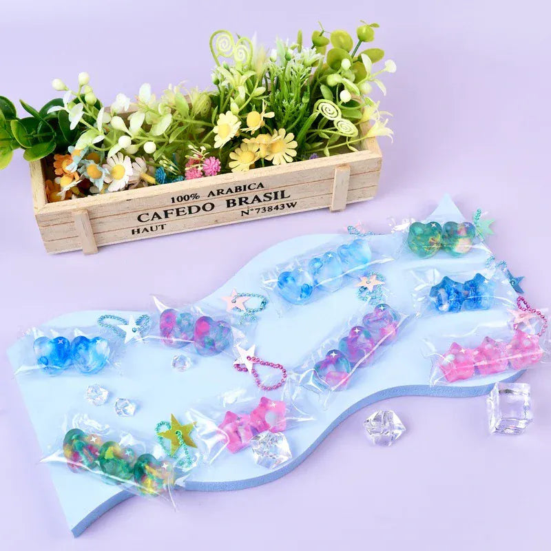 Pawtoto マルチエレメント 半透明の色合い ハート＆スターシリーズ スクイーズおもちゃ 手作り 食品グレードシリコン クリーミー粘土 柔らかく素早い反発