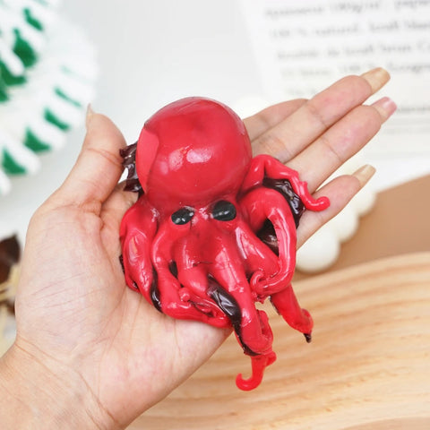 Pawtoto Octopus Red Squishy Toy Handmade Food Grade Silicon Clay Feel Soft Quick Rebound
