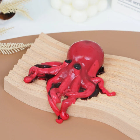 Pawtoto Octopus Red Squishy Toy Handmade Food Grade Silicon Clay Feel Soft Quick Rebound
