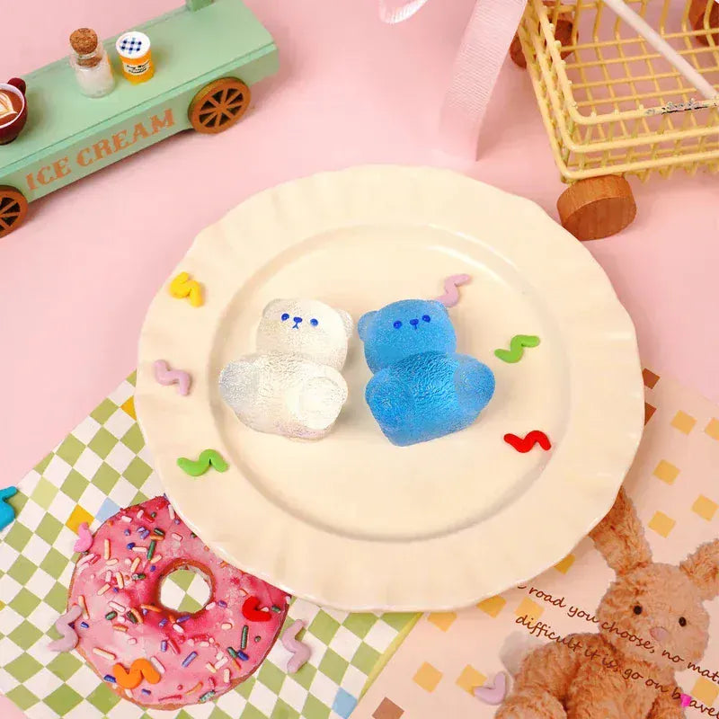 Pawtoto Handmade Sitting Bear Squishy Toy – Stress Relief Silicone Toy