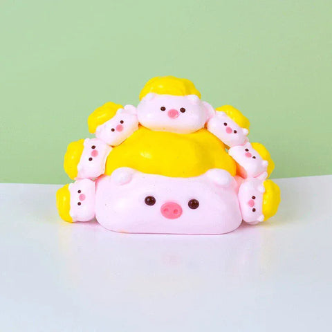 Pawtoto 豚のお母さんと7匹の子豚のスクイーズおもちゃ 手作り食品グレードシリコン クリーミー粘土 柔らかくて素早く反発する