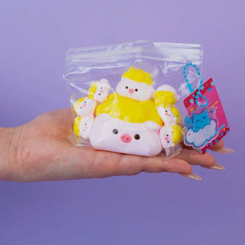 Pawtoto 豚のお母さんと7匹の子豚のスクイーズおもちゃ 手作り食品グレードシリコン クリーミー粘土 柔らかくて素早く反発する