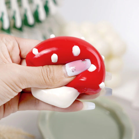 Pawtoto Mushroom Squishy Toy Handmade Food Grade Silicon Thick Creamy Feel Medium Soft Slow Rebound