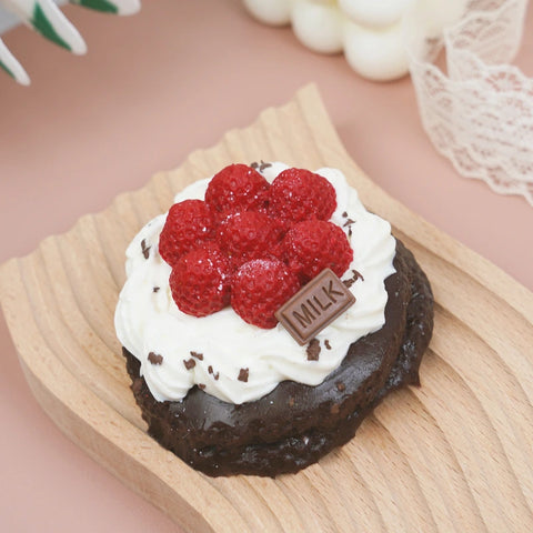 Pawtoto Realistic Chocolate Raspberry Cake Red Squishy Toy Handmade Food Grade Silicon Creamy Clay Feel Soft Quick Rebound