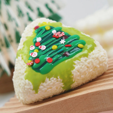 Pawtoto Realistic Christmas Rice Triangle Green Squishy Toy Handmade Food Grade Silicon Creamy Clay Feel Firm Soft Quick Rebound