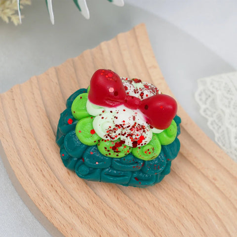 Pawtoto Realistic Christmas Tree Cake Green Squishy Toy Handmade Food Grade Silicon Creamy Clay Feel Firm Soft Quick Rebound
