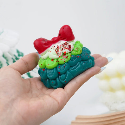 Pawtoto Realistic Christmas Tree Cake Green Squishy Toy Handmade Food Grade Silicon Creamy Clay Feel Firm Soft Quick Rebound