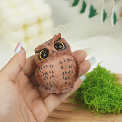 Pawtoto Realistic Owl Squishy Toy Handmade Food Grade Silicon Creamy Clay Feel Soft Quick Rebound