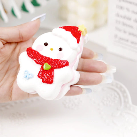 Pawtoto Snowy Doll White Red Squishy Toy Handmade Food Grade Silicon Creamy Clay Feel Soft Quick Rebound