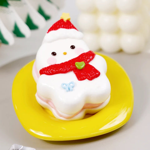 Pawtoto Snowy Doll White Red Squishy Toy Handmade Food Grade Silicon Creamy Clay Feel Soft Quick Rebound
