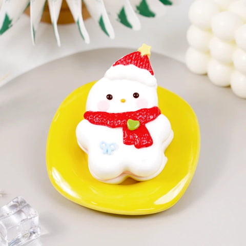 Pawtoto Snowy Doll White Red Squishy Toy Handmade Food Grade Silicon Creamy Clay Feel Soft Quick Rebound