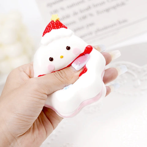 Pawtoto Snowy Doll White Red Squishy Toy Handmade Food Grade Silicon Creamy Clay Feel Soft Quick Rebound