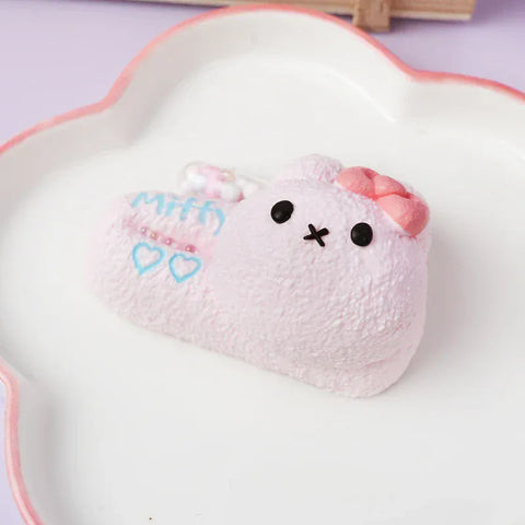 Pawtoto ソフトぬいぐるみ ピンク バニーヘアクリップ スクイーズおもちゃ 手作り 食品グレードシリコン クリーミー粘土 柔らかく素早く反発