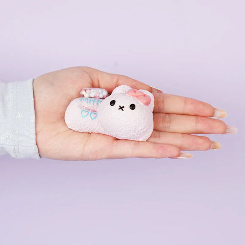 Pawtoto ソフトぬいぐるみ ピンク バニーヘアクリップ スクイーズおもちゃ 手作り 食品グレードシリコン クリーミー粘土 柔らかく素早く反発