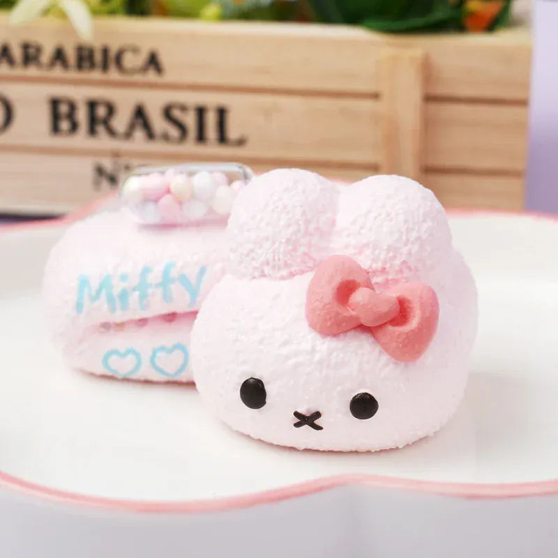 Pawtoto ソフトぬいぐるみ ピンク バニーヘアクリップ スクイーズおもちゃ 手作り 食品グレードシリコン クリーミー粘土 柔らかく素早く反発