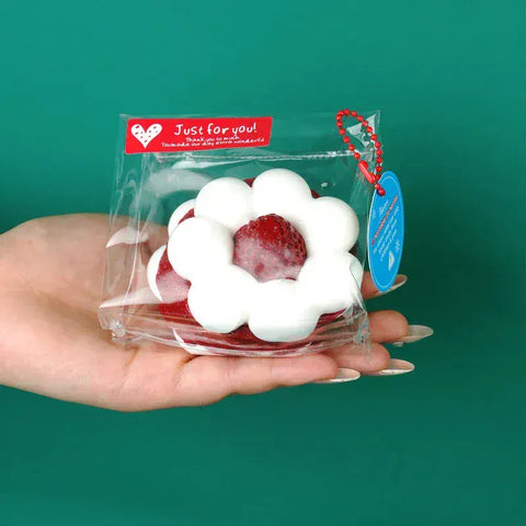 Pawtoto Strawberry Mousse Cake Squishy Toy Handmade Food Grade Silicon Creamy Clay Feel Soft Quick Rebound