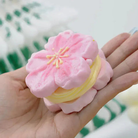 파우토토 벚꽃 쿠키 스퀴시 토이 수제 식품 등급 실리콘 크리미 클레이 느낌 부드럽고 빠른 복원력