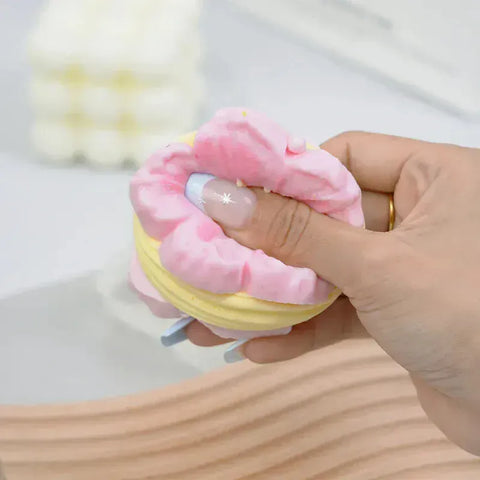 파우토토 벚꽃 쿠키 스퀴시 토이 수제 식품 등급 실리콘 크리미 클레이 느낌 부드럽고 빠른 복원력